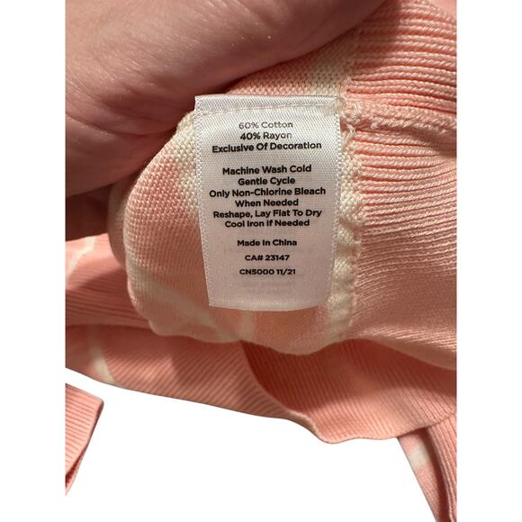 Talbots Pink Striped Butterfly Sweater Size Medium Petite Lightweight Spring NWT - Picture 6 of 6